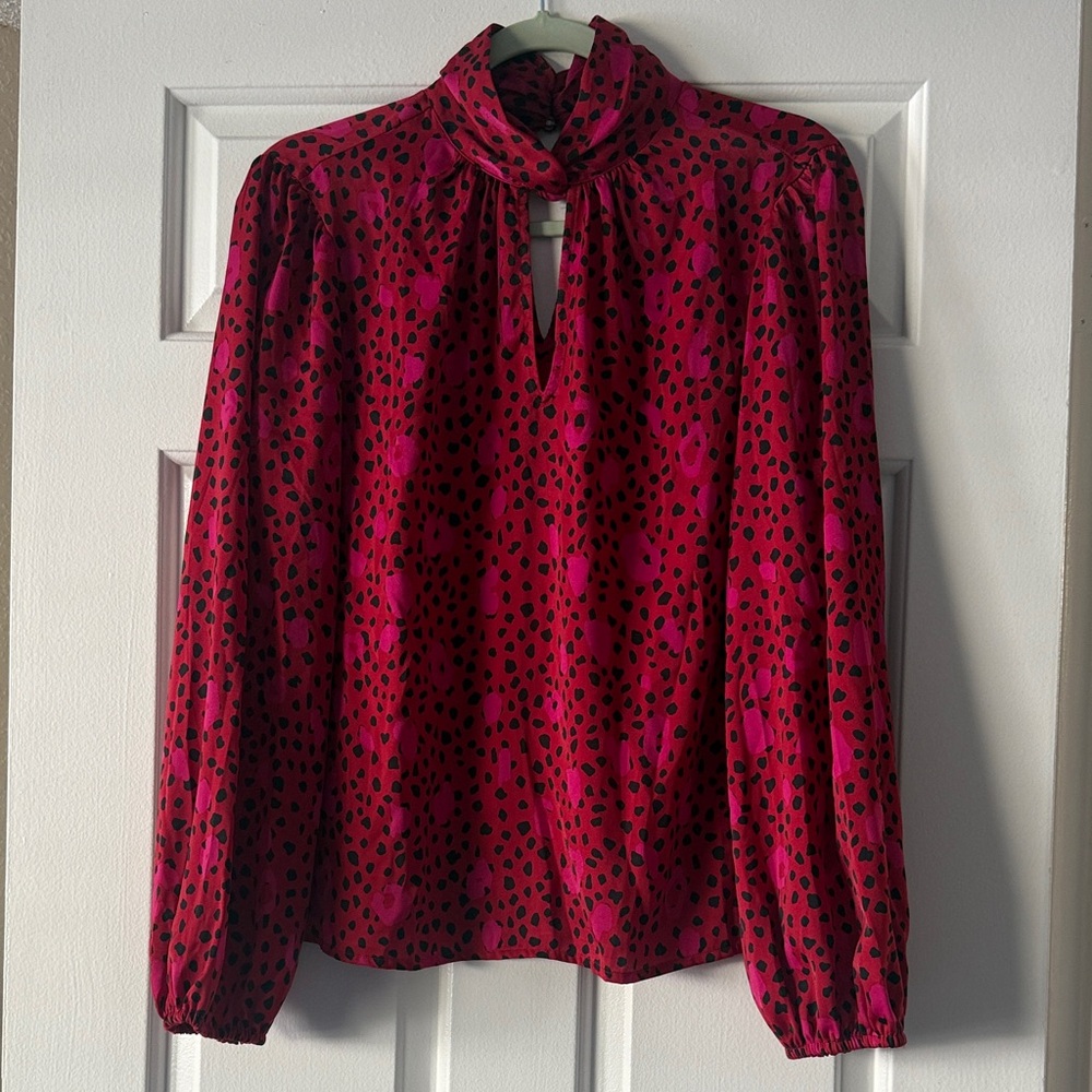 Nine West Vibrant Red and Black Blouse